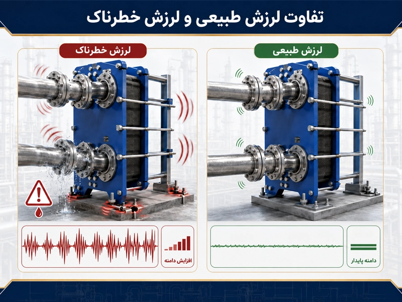 مقایسه لرزش طبیعی و لرزش خطرناک در مبدل حرارتی